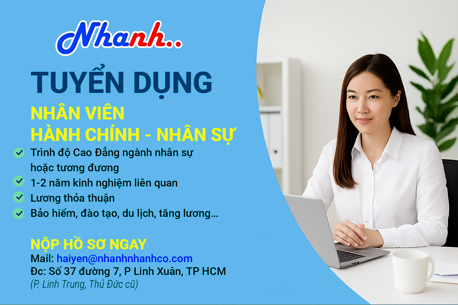 Tuyển dụng: Nhân viên Hành chính – Nhân sự